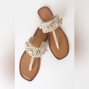 Salt+Umber Lulus Oceana Natural Woven Thong Sandals Shells Sea Ocean Beach 9